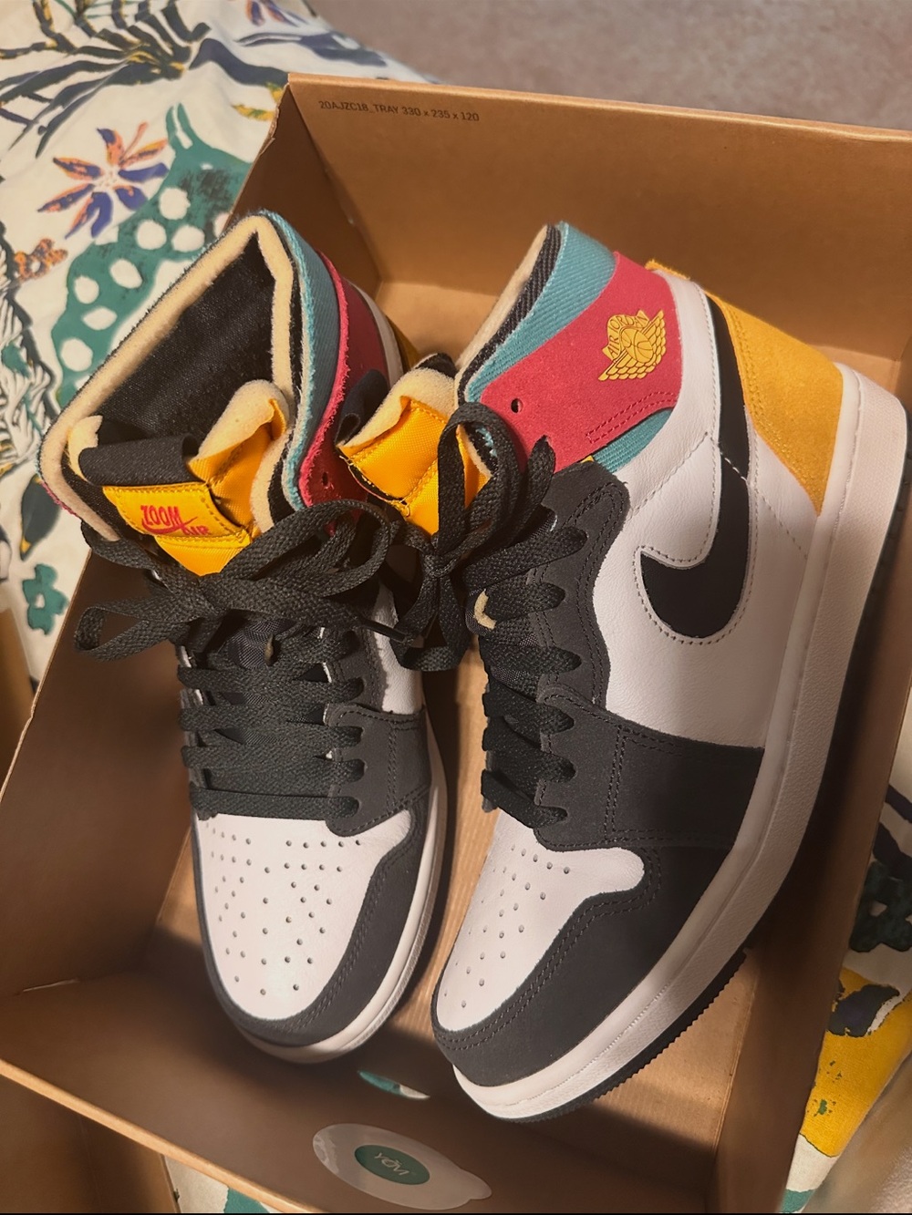 Women’s Multicolor High-Top Sneakers - Black, White & Yellow